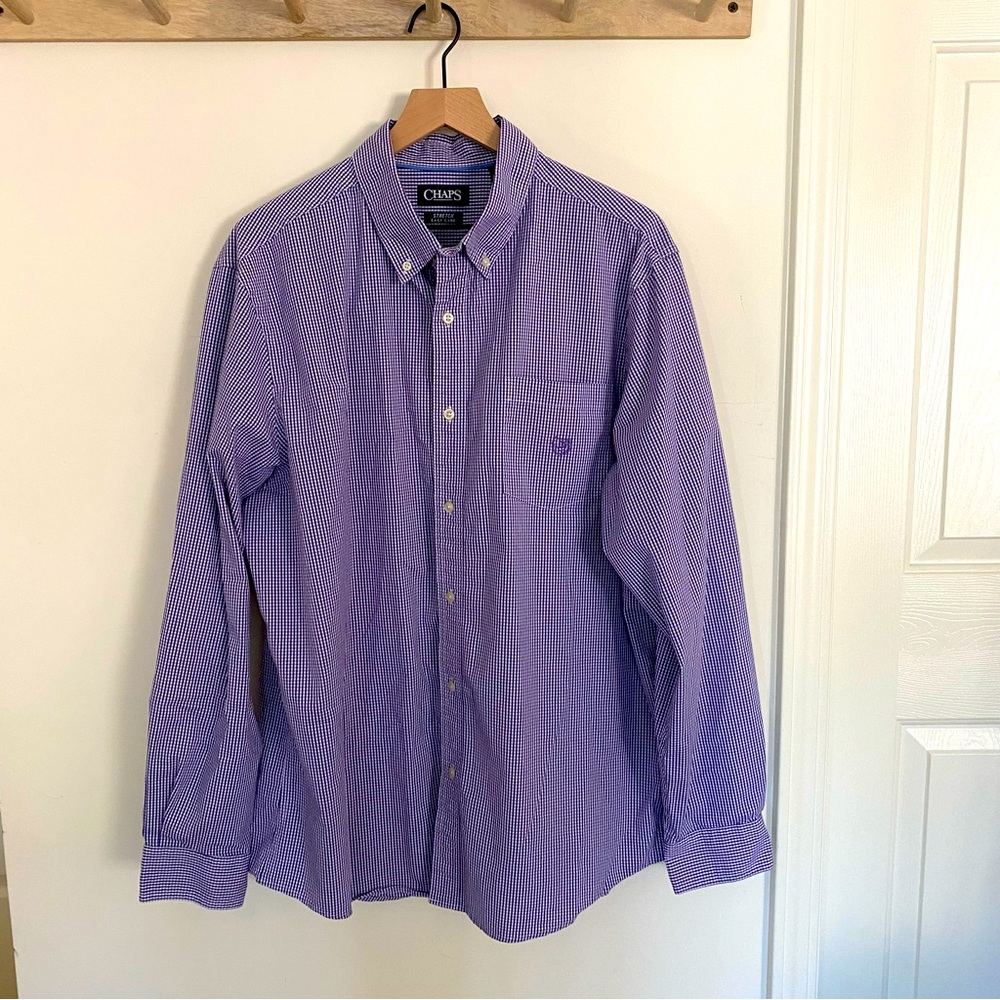 Chaps purple gingham button down